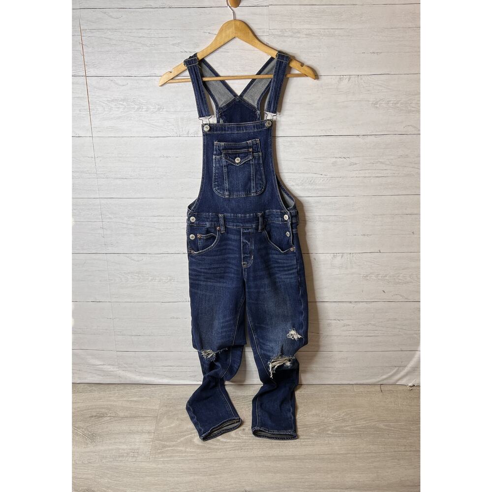 American Eagle Overalls Womens Size XS Tom Girl Stretch Cotton Blend Dark Wash - Picture 4 of 16